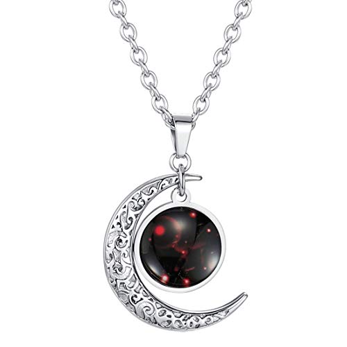 HIJONES Lujoso Luna Encanto Ligero Cáncer Constelación Collar de Plata para Hombre Mujer Acero Inoxidable Cumpleaños Presente