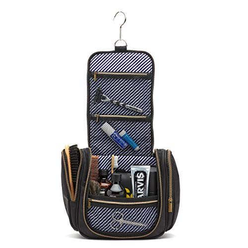 Höher - Bolsa de Baño de Calidad, Gran Capacidad, Gancho para ser Colgado – Artículos de Tocador, Kit de Afeitado, Cosméticos - Regalo para Hombres y Mujeres - Camping, Viajes, Gimnasio (latón negro)