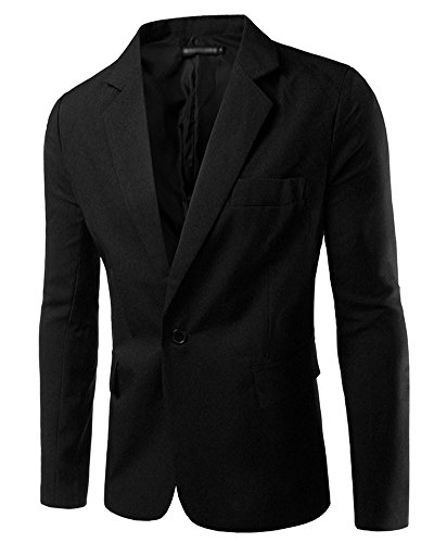 Hombre Chaqueta De Traje para Manga Larga Chaqueta Blazer Slim Fit Casual Abrigos Negro XL