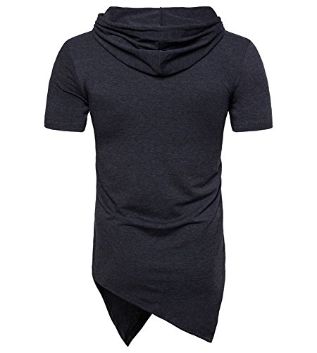 Hombre Hipster Hip Hop de Manga Larga Sudaderas con Capucha de Manga Larga Camisetas Gris Claro M