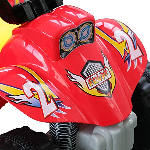 HOMCOM Quad Bateria 6V Moto Eléctrica Infantil Niños 3 años Velocidad 2.5 Km/h Carga Máx 20 Kg Sonido Luces Cargador Incluido