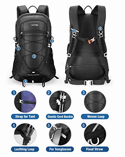 HOMIEE Mochila 45L, Mochila de Senderismo Impermeable, Tira Reflectante para Hombres Mujeres, Adecuada para Caminatas, excursiones, Macutos de Senderismo, Acampada, Estilo único Impermeable (Negro)