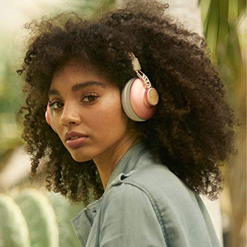 House of Marley Positive Vibration 2, Auriculares inalámbricos con Bluetooth, con micrófono, 40 mm Diver, diseño cómodo en la Oreja, Plegable, Blanco y Rosa