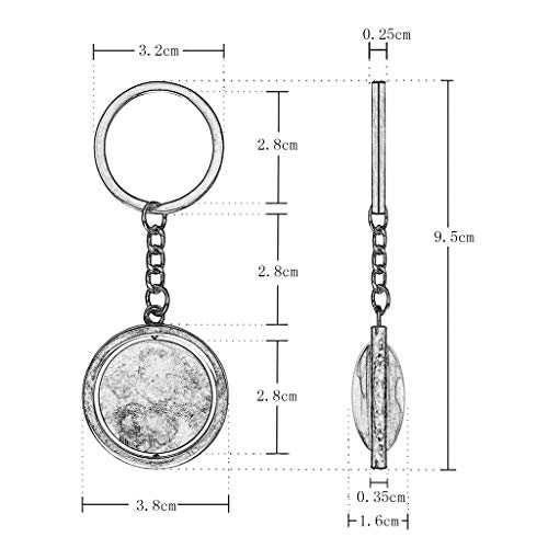 Hqiyaols Keychain Fort Burt Tortola Islas Vírgenes Británicas Cristal Girar Acero Inoxidable Llavero Viajes Ciudad Recuerdo Llavero