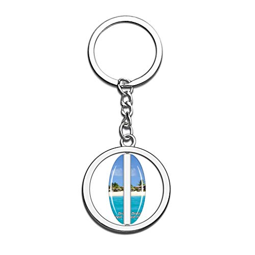 Hqiyaols Keychain Fort Burt Tortola Islas Vírgenes Británicas Cristal Girar Acero Inoxidable Llavero Viajes Ciudad Recuerdo Llavero