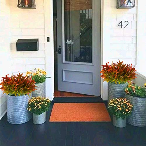 HUAESIN 4pcs Plantas Artificiales Decorativas Exterior Interio Helecho Artificial Arbusto Plastico Rama Flor Artificial Roja Otoño Decoracion para Valla Maceta Cesta Boda Fiesta Hogar Terraza Balcon