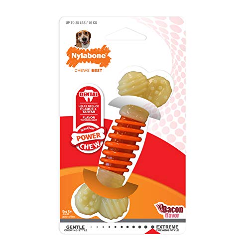 Hueso masticable Doble de la Gama Extreme de Nylabone | Juguete masticable para la higiene Dental de los Perros | Sabor a beicon | Grande | para Perros de hasta 16kg