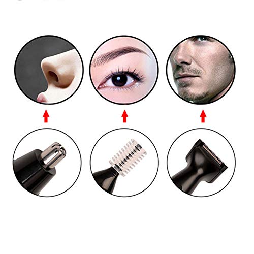 HUIHUAN Recortadora de vello nasal, Profesional 3 en 1 Nariz, Oído, Ceja y Recortadora de vello facial para hombres y mujeres, Recortadora de cabello electrónica recargable (Blanco perla)