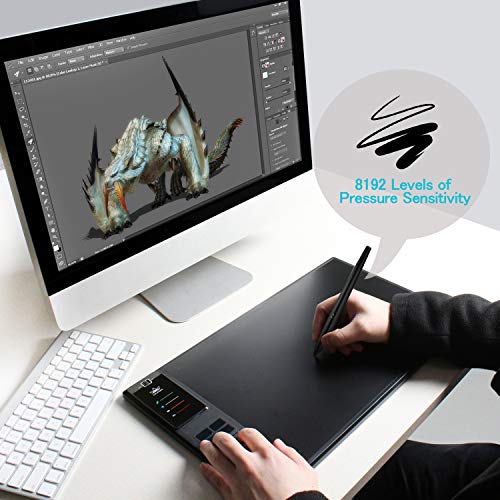 HUION WH1409 Tableta gráfica de dibujo Tableta gráfica inalámbrica de gran tamaño para pintar con 8192 niveles de sensibilidad a la presión del lápiz y 12 teclas Express