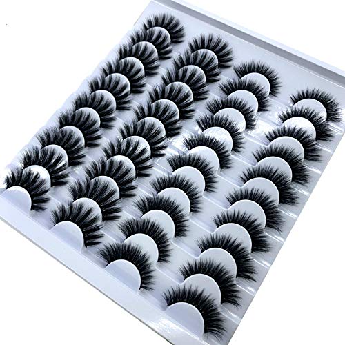 HZT 20 Pairs 825Mm False Eyelashes 100% Natural Mink Eyelashes Spectacular Extension and Volume of False Eyelashes