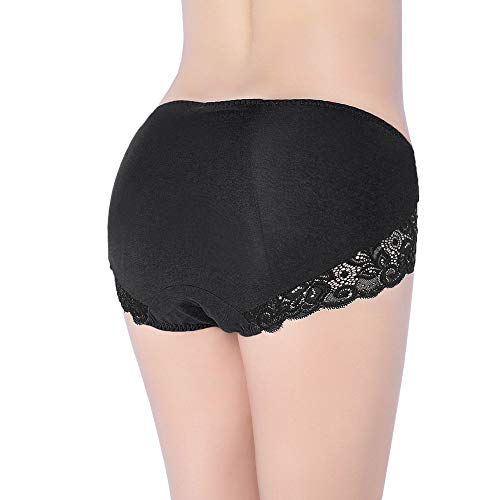 Intimate Portal Mujer Bragas de Encaje Hipsters Menstruales Absorbentes Ropa Interior para la Menstruación Periodo Regla PK de 3 Negro M