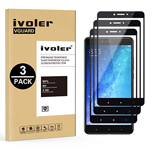 ivoler [3 Unidades] Protector de Pantalla para Xiaomi Mi MAX 2, [Cobertura Completa] Cristal Vidrio Templado Premium, [Dureza 9H] [Anti-Arañazos] [Sin Burbujas]