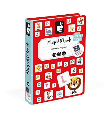 Janod- Alfabeto en español Juego Magnetibook, Color rojo (Juratoys J02714)