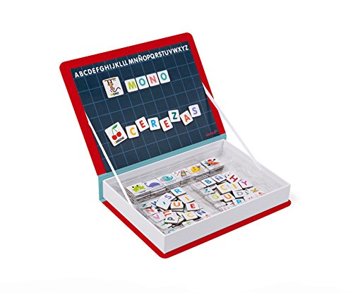 Janod- Alfabeto en español Juego Magnetibook, Color rojo (Juratoys J02714)