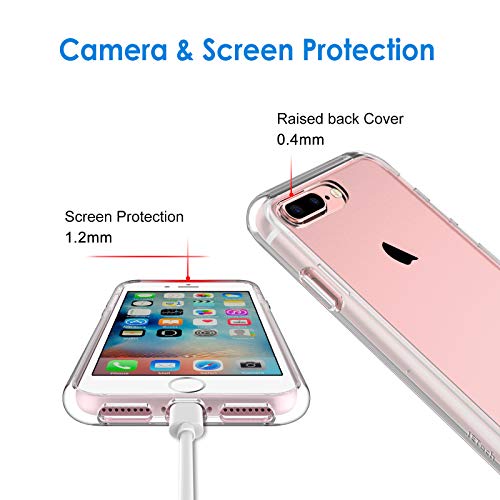 JETech Funda para iPhone 8 Plus / 7 Plus, Carcasa Anti-Choques y Anti-Arañazos, Transparente