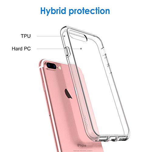 JETech Funda para iPhone 8 Plus / 7 Plus, Carcasa Anti-Choques y Anti-Arañazos, Transparente