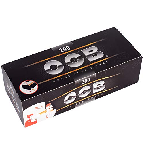 JeVx Maquina Liadora de Tabaco + 1200 Tubos con Filtro OCB - Entubador Electrico para LLenado de Cigarros Entubar Cigarrillos de Fumar entubadora Electrica para liar (Rojo)