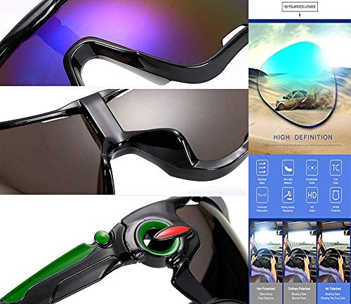 JFNX Gafas De Sol Deportivas Polarizadas, UV400 Gafas de Ciclismo con 5 Lentes Intercambiables para Ciclismo, béisbol, Pesca, esquí, Funcionamiento