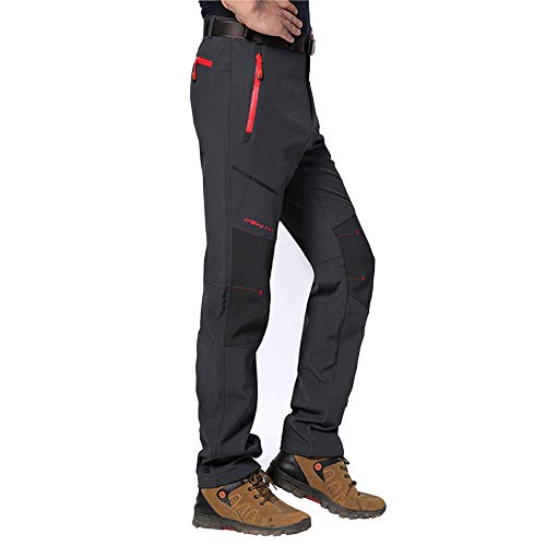 JIANYE Pantalon Softshell Hombre Pantalones de Montaña Impermeable Pantalon Trekking Caliente Pantalones Invierno Gris S