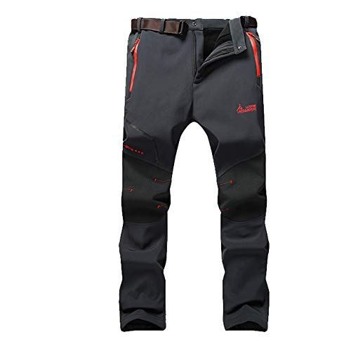 JIANYE Pantalon Softshell Hombre Pantalones de Montaña Impermeable Pantalon Trekking Caliente Pantalones Invierno Gris S