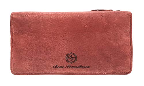 Jockey Club - Cartera de piel de vacuno para mujer, diseño vintage, Rosa envejecida. (Rosa) - 8522