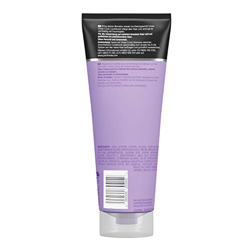 John Frieda Violet Crush – Acondicionador antiamarillas – Contenido: 250 ml – también contra tonos naranja – con pigmentos violetas