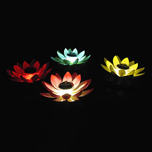 JOYKK Solar Powered Lotus Flower Lamp Luz de Noche Flotante Resistente al Agua al Aire Libre para la decoración de la Fiesta en la Piscina del jardín - Amarillo