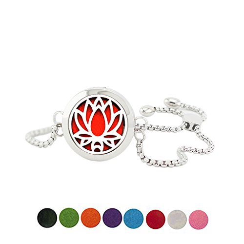 joymiao - Pulsera con difusor de Aceite Esencial, aromaterapia, tamaño Ajustable, Fragancia, Acero Inoxidable