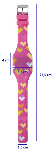 KIDDUS Reloj LED Digital para niña o niño. Pulsera de Silicona Suave para niños y Adultos. Batería Japonesa reemplazable. Fácil de Leer y Aprender Las Horas. KI10204 Corazones