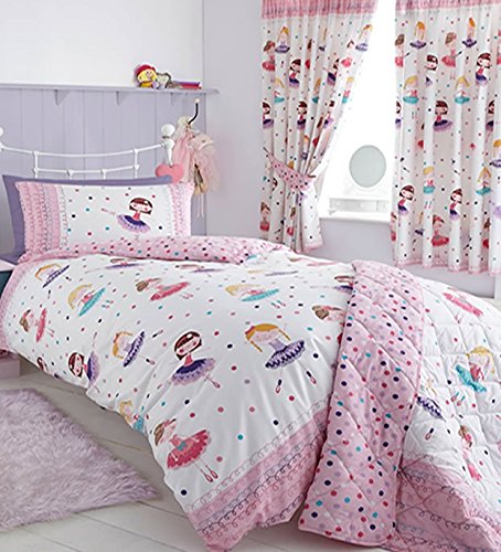 Kids Club - Juego de Cama Infantil, Incluye Funda de edredón y Fundas de Almohada, diseño de Bailarina, Color Rosa