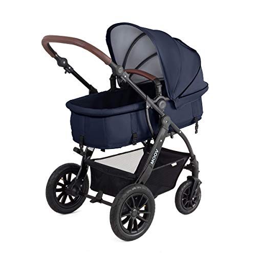 Kinderkraft Carrito Bebé 3 Piezas MOOV, Capazo, Silla Paseo, Silla Coche, Azul