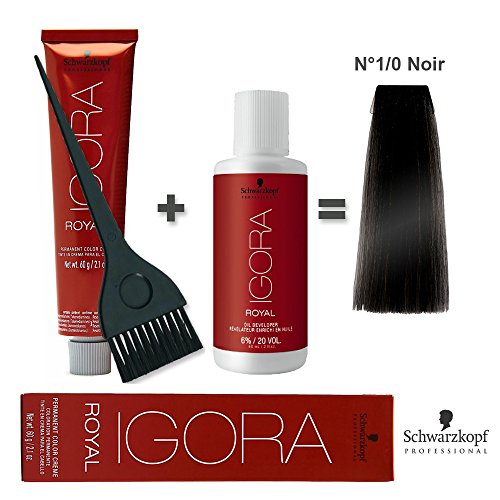 Kit Coloración Cabello 60 ml Igora Royal 1/0 negro + oxydant 20 Volumes 60 ml