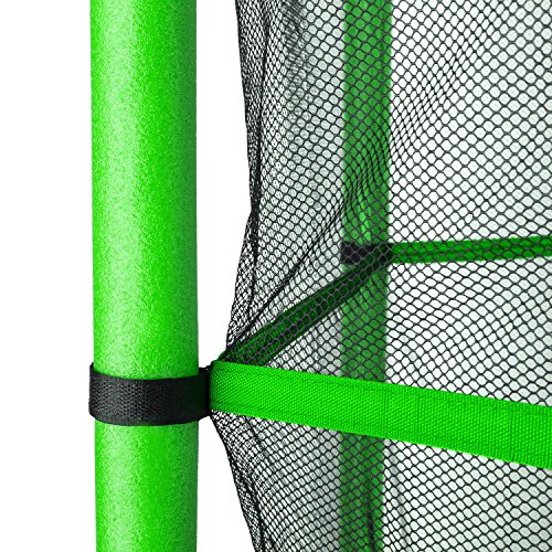 Klarfit Rocketkid cama elástica infantil (140 cm de diámetro, red de seguridad, apta para exterior o interior, peso máximo 50 kg, varillas acolchadas, gran estabilidad) - verde