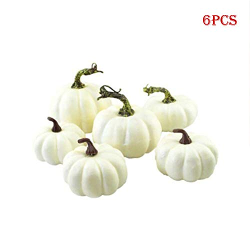 Kylewo 6 Deco Blanco | Calabazas Decorativas de Halloween | Calabazas | Calabazas Ornamentales y Calabazas para decoración de Halloween y decoración de otoño.