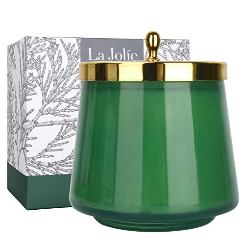 La Jolíe Muse Vela perfumada con bálsamo y Cedro, 100% Vela Natural para el hogar, 65-75 Horas de duración, Tarro de Vidrio Ovalado, 12,3 oz / 350g