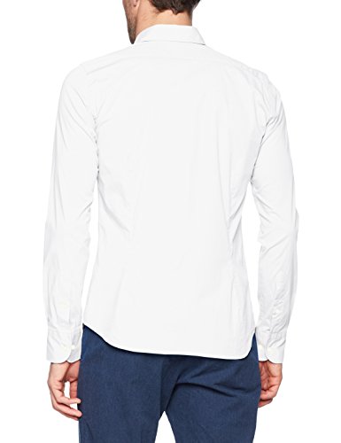 La Martina Man Shirt L/S Poplin Stretch Camisa Casual, Blanco (Optic White 00001), Large para Hombre