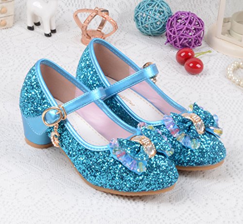 La Vogue Zapatos Zapatilla con Lentejuela Para Niña Princesa Fiesta Azul 33/Longitud Interior 21CM