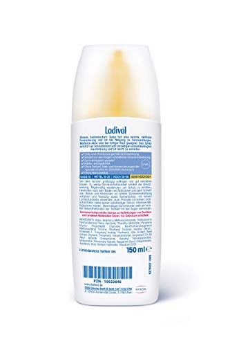 Ladival - Crema solar para piel alérgica SPF 50+ – Sin perfume, spray solar para alérgicos, sin colorantes ni conservantes, resistente al agua, 1 x 150 ml