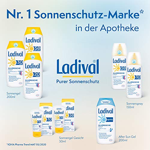 Ladival - Crema solar para piel alérgica SPF 50+ – Sin perfume, spray solar para alérgicos, sin colorantes ni conservantes, resistente al agua, 1 x 150 ml