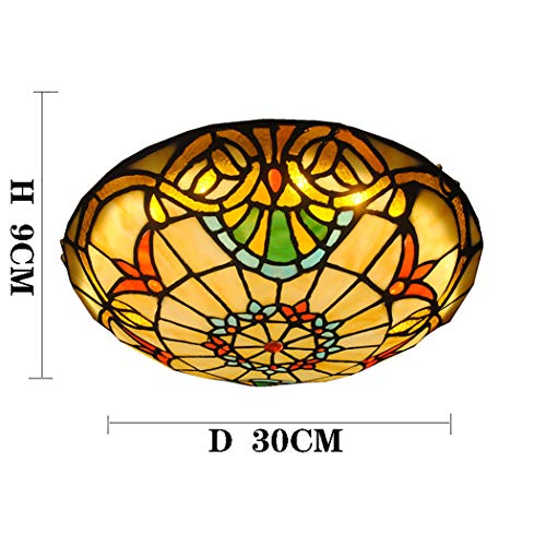 Lámpara De Techo Estilo Tiffany, 12 Pulgadas, Microprocesador LED, Accesorio De Techo, Lámpara De Techo Colgante, Pantalla Barroca, Vintage, para El Balcón del Dormitorio, 110~240 V,30CM