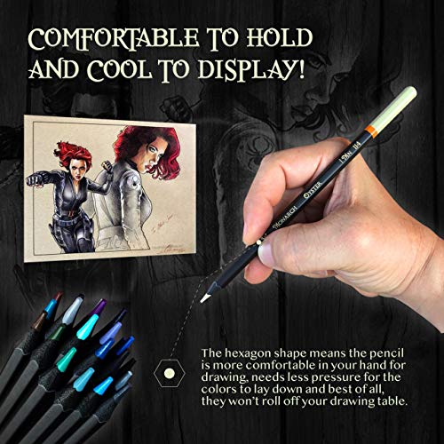 Lápices de colores Black Widow para adultos - 48 lápices de colores con pigmentos intensos y fáciles de mezclar - Los mejores lápices de colores para libros para colorear y dibujos para adultos