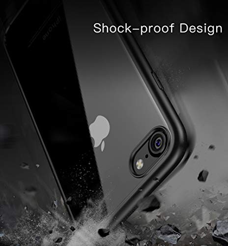 LAYJOY Funda iPhone SE 2020, Funda iPhone 7, Funda iPhone 8 Carcasa Ligera Bumper Silicona Suave Negro TPU y Transparente Duro PC Case Anti-Golpes Caso Cover para iPhone SE 2020/7/8-4.7"