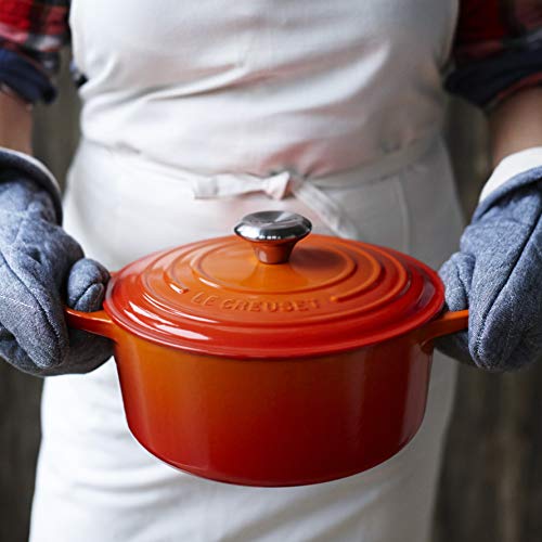 Le Creuset Evolution Cocotte con Tapa, Redonda, Todas Las Fuentes de Calor Incl. inducción, 4,2 l, Hierro Fundido, Naranja(Volcánico), 24 cm