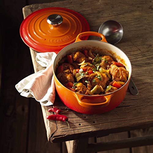 Le Creuset Evolution Cocotte con Tapa, Redonda, Todas Las Fuentes de Calor Incl. inducción, 8,4 l, Hierro Fundido, Naranja(Volcánico), 30 cm