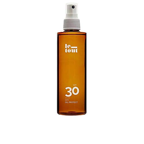 Le-Tout Dry Oil Protect SPF 30, Aceite Bronceador resistente agua, protección UVA y UVB reduce las quemaduras, con Aceite Argán y Zanahoria para hidratar la piel. Rápido y duradero bronceado. 200ml