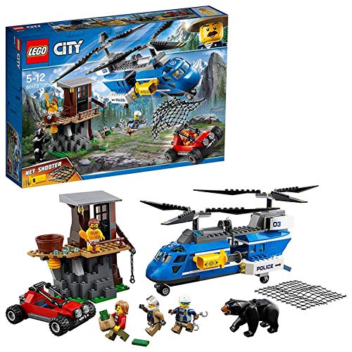 LEGO City Police - Montaña: Arresto, Set de Construcción de Juguete de Policía con Helicóptero, Coche, Minifiguras y Muñeco de Oso (60173)