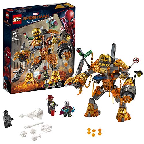 LEGO Marvel Super Heroes - Batalla contra Molten Man, Juguete de Construcción de la Película Spider-Man Lejos de Casa, Incluye Minifigura de Mysterio (76128)