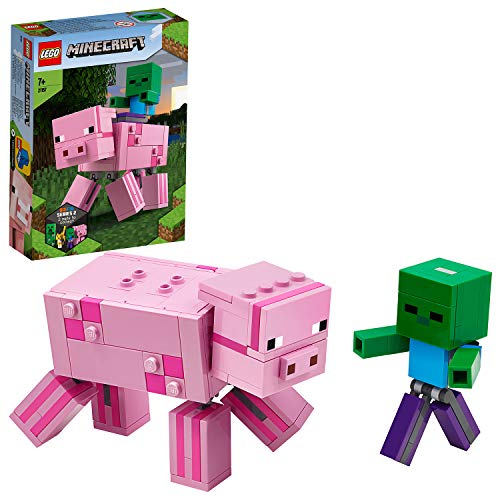 LEGO Minecraft - BigFig: Cerdo con Bebé Zombi, Set de Construcción Inspirado en el Videojuego, Incluye Figuras de Juguete de los Personajes, a Partir de 7 Años (21157)