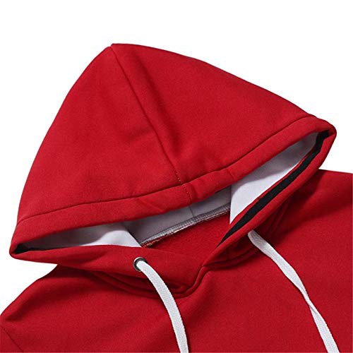 Legogo Sudadera con Capucha para Hombre, para otoño e Invierno, para Ocio y Moda. Rojo X-Large = Etiqueta XX-Large