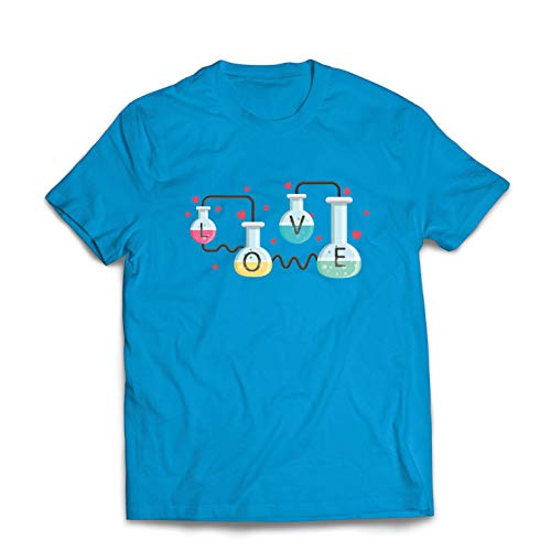 lepni.me Camisetas Hombre La fórmula del Amor, Ciencia, química - Regalo de San Valentín (Medium Azul Multicolor)